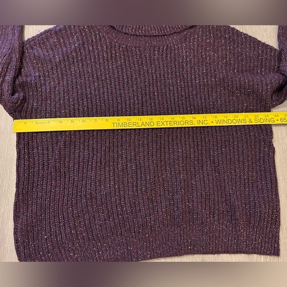 a.n.a Women's Pullover Cowl Neck Sweater Purple with Metallic Threads Sz Medium - Picture 7 of 8